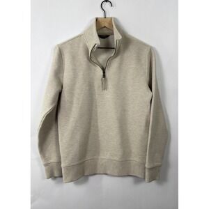 Banana Republic Quarter Zip Sweater Beige Ribbed Pullover Womens Small